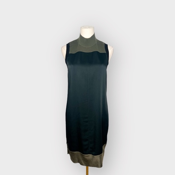 RAG & BONE Vivienne Color Block Mock Neck Dress Black & Green (Sz S) - Picture 4 of 9